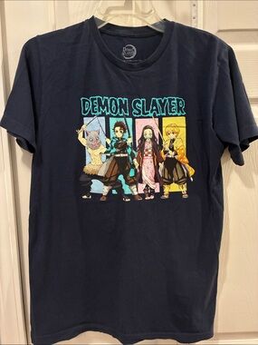 Demon Slayer Graphic Tee - Navy Blue, Size M